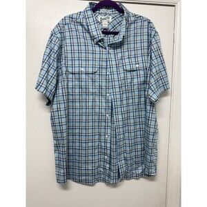 Duluth Trading Men’s Blue Plaid Short Sleeve Camp Shirt XL